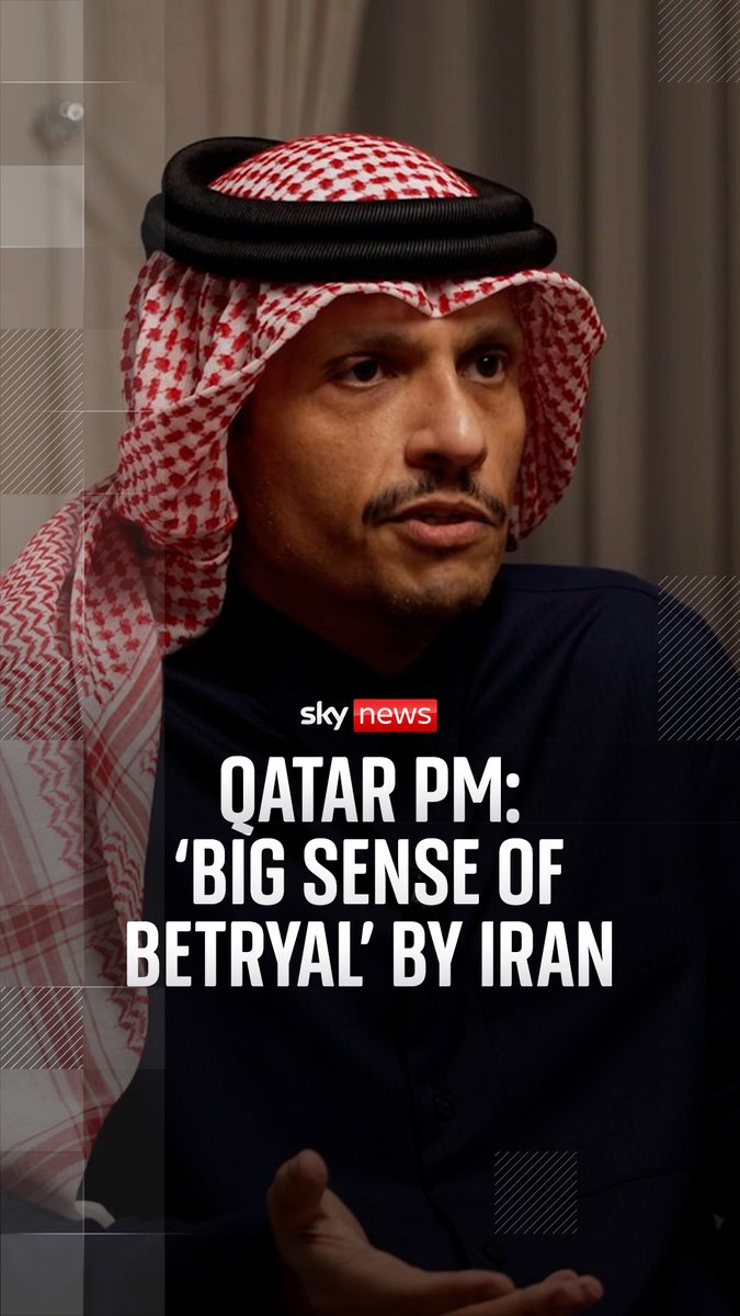 Qatar's prime minister has called for a de-escalation in the conflict engulfing the Middle East. Speaking exclusively to Yalda Hakim, Sheikh Mohammed bin Abdulrahman al Thani called on Iran to stop attacks in the region and for a diplomatic solution to the conflict. 🔗