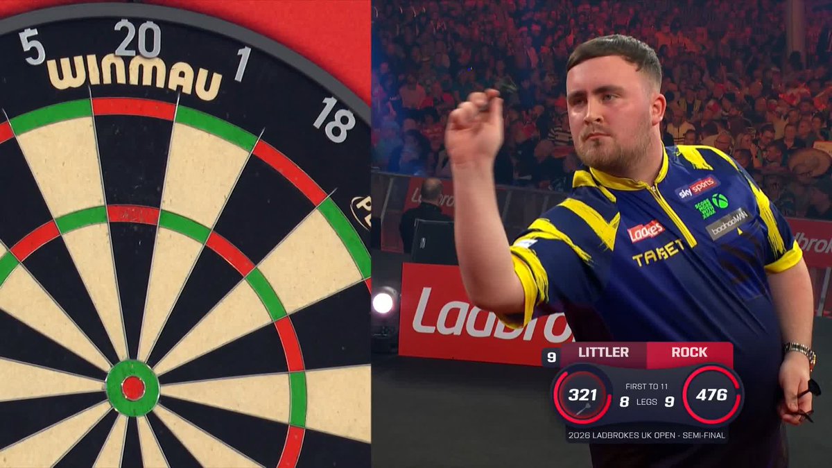 LITTLER FIGHTING BACK! This is getting interesting! Littler kicks off the leg with back-to-back 180s, before rounding off a 12-darter to level at 9-9! Live Scores &amp; Streaming 📲 #UKOpenDarts | SF