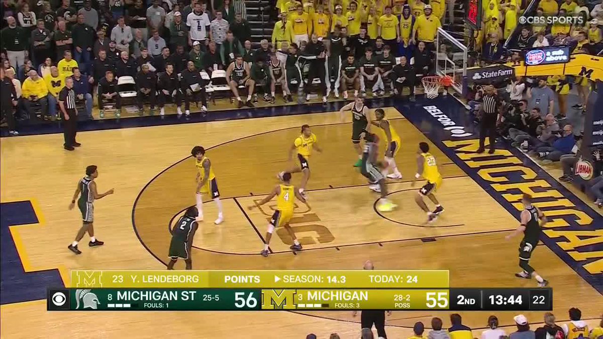 "CARR! MAJOR ELEVATION!" Coen Carr throws it down over Yaxel Lendeborg! Michigan State Men's Basketball