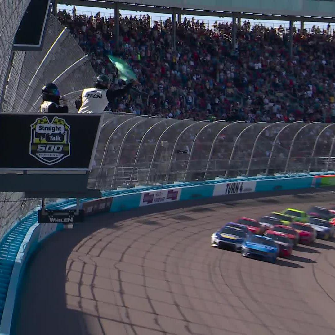 Contact on the restart! Ross Chastain and Austin Cindric are among those involved.