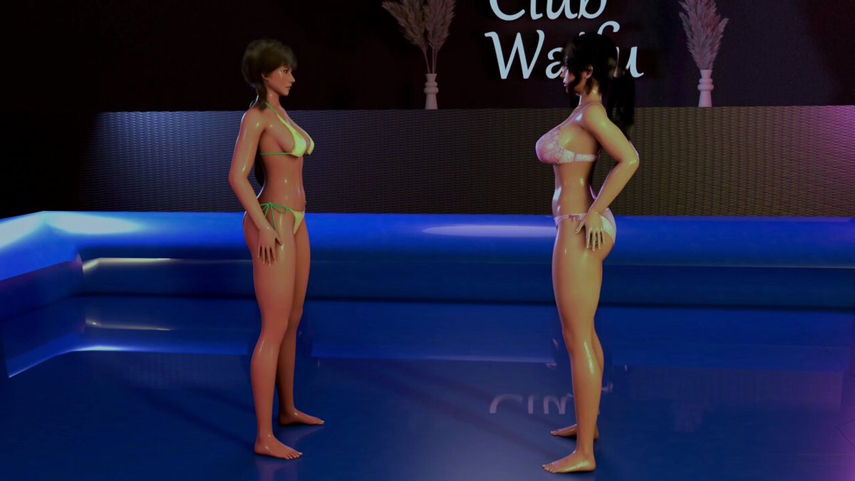 Waifu Special! Oil CatFight - Round 1 DoA girls Hitomi vs Sayuri! Nude version on Patreon and SubscribeStar!