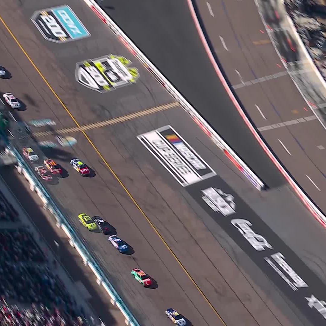 We've got more trouble! Joey Logano gets turned and slides up the track in front of Josh Berry and Daniel Suárez.