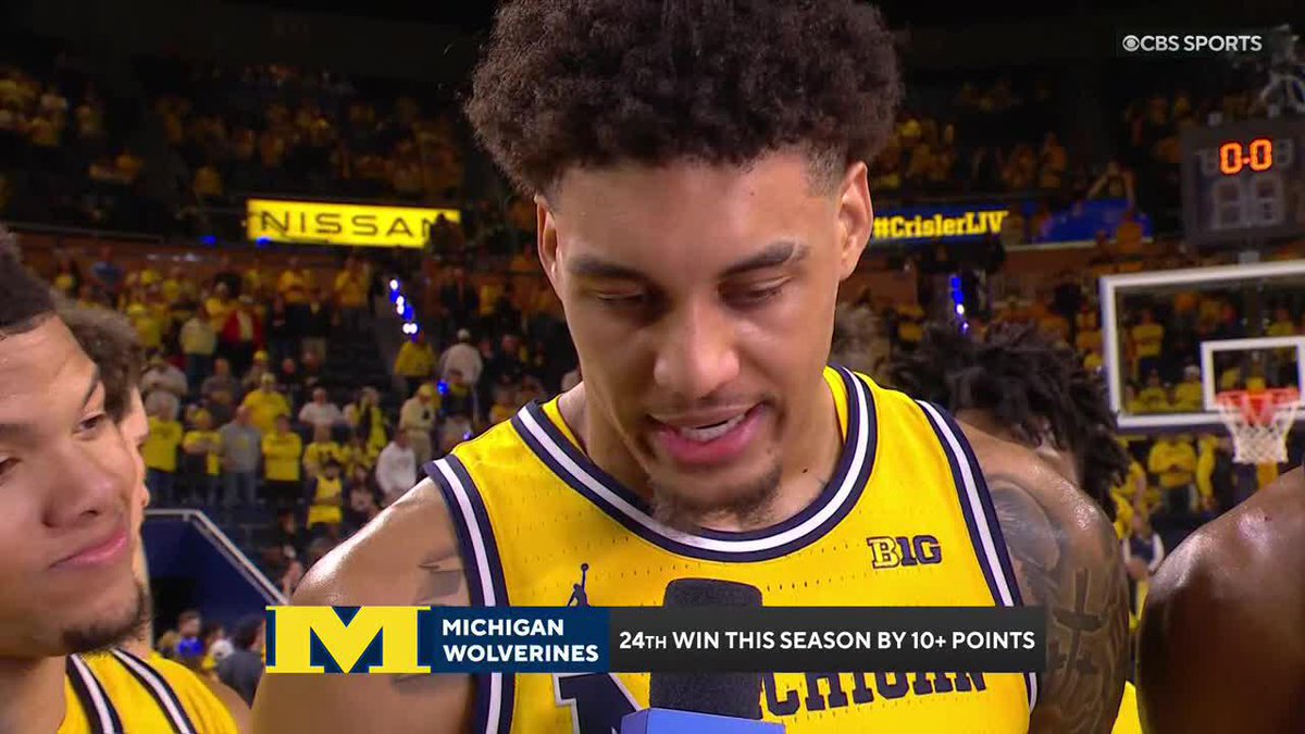 "My mom made the trip down here. It's my last regular season college game." Yaxel Lendeborg told Tracy Wolfson he knew he had to deliver with his mom in attendance. Michigan Men's Basketball