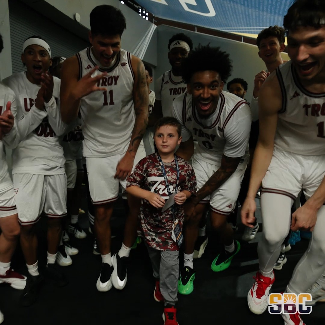 𝗧𝗥𝗢𝗝𝗔𝗡𝗦 𝗥𝗘𝗧𝗨𝗥𝗡. For the second year in a row, Troy Trojans MBB is headed to the Sun Belt championship game with a chance to defend their crown. ☀️🏀