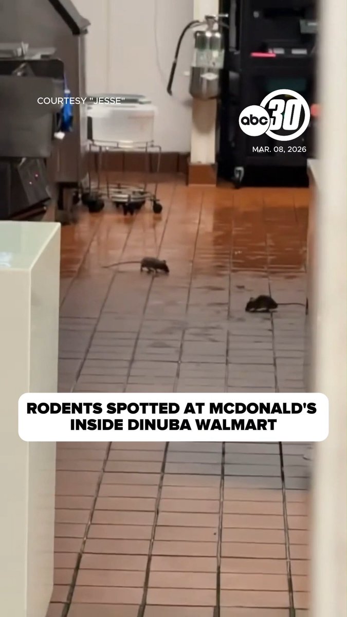 A McDonald's restaurant inside the Walmart SuperCenter in Dinuba was shut down after three rodents were spotted inside the location.