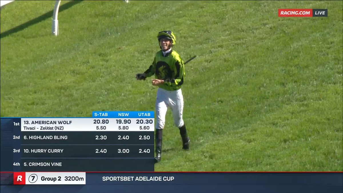 Have you ever seen a winning jockey return to scale like this? 😅 Jett Stanley was dumped off by American Wolf after winning the Adelaide Cup 🏆