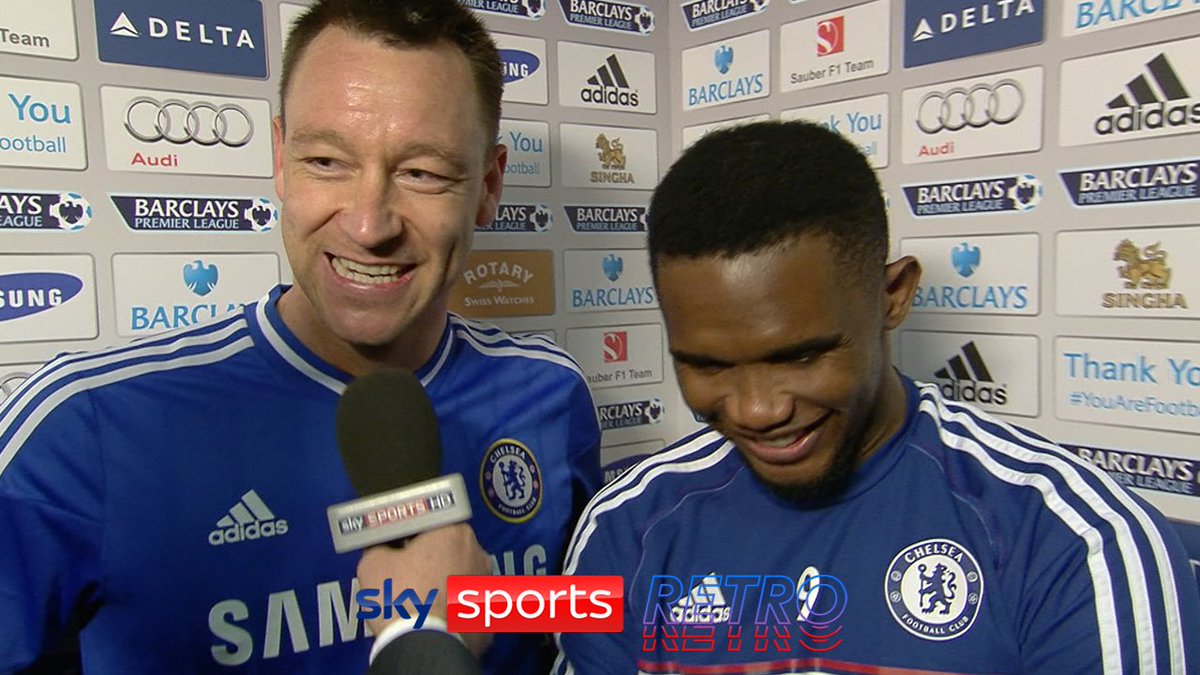 In 2013/14, Samuel Eto’o scored a hattrick & won the MOTM against Man Utd at Stamford Bridge and his post match reaction alongside John Terry is the funniest ever. John Terry really had to do some funny translations for Samuel Eto’o. 😂