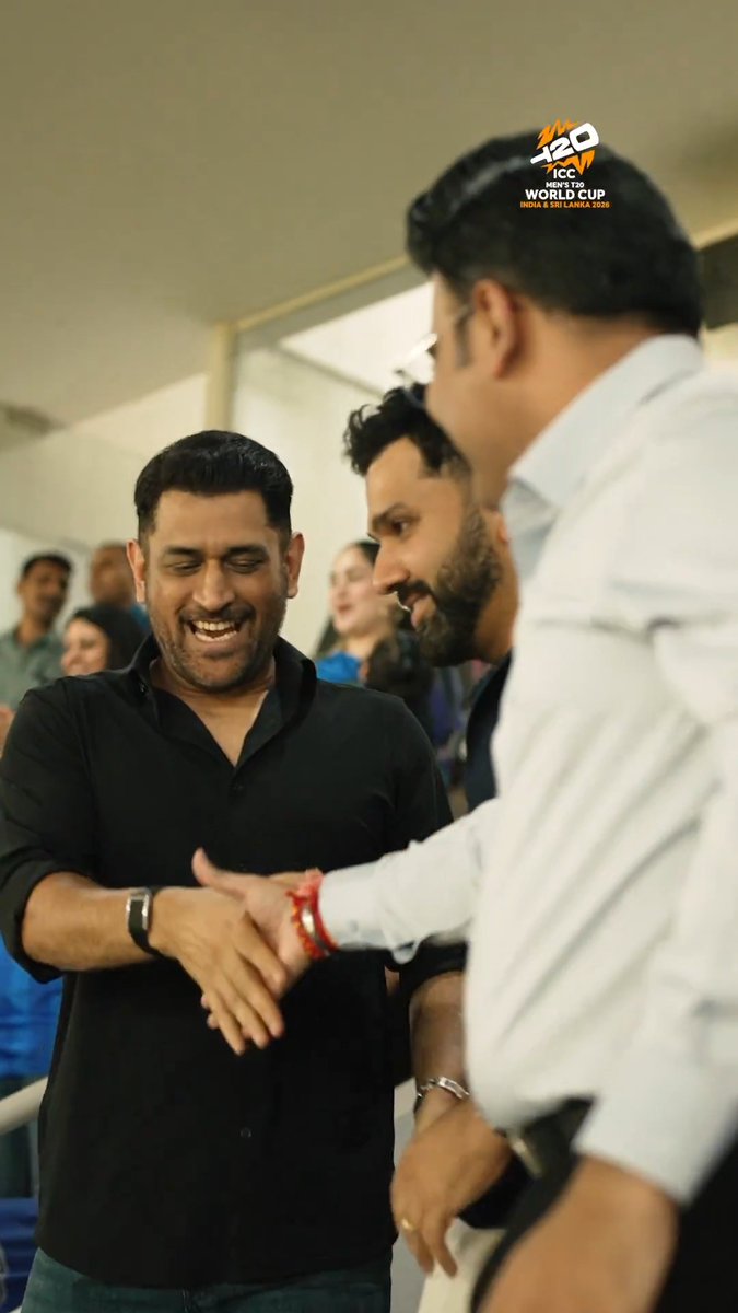 Former winning captains Mahendra Singh Dhoni and Rohit Sharma, alongside ICC Chairman Jay Shah and ICC CEO Sanjog Gupta, take in the moment as India clinched a historic third #T20WorldCup title 🏆