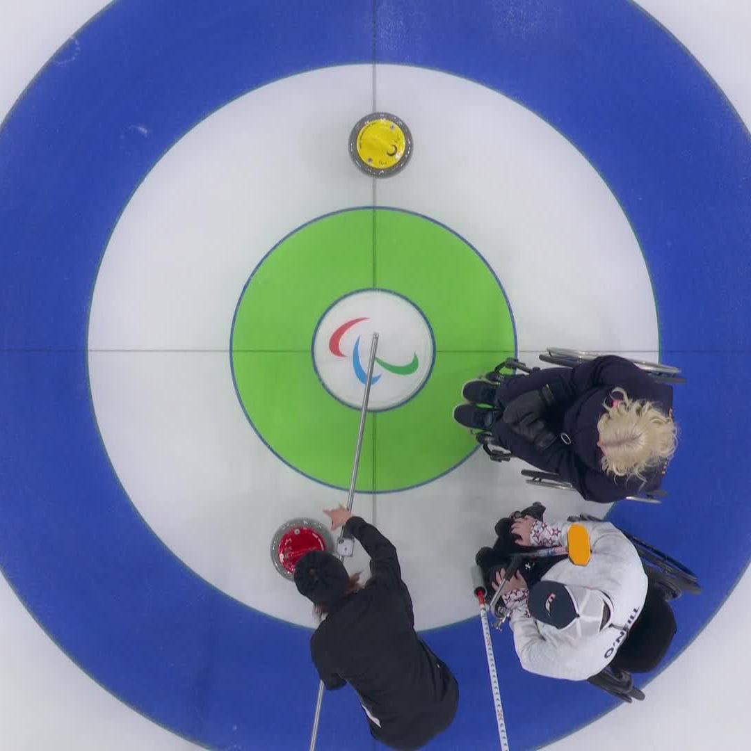 USA mixed team wheelchair curling defeats Sweden in DOMINANT 7-1 fashion at the Winter Paralympics. 🇺🇸