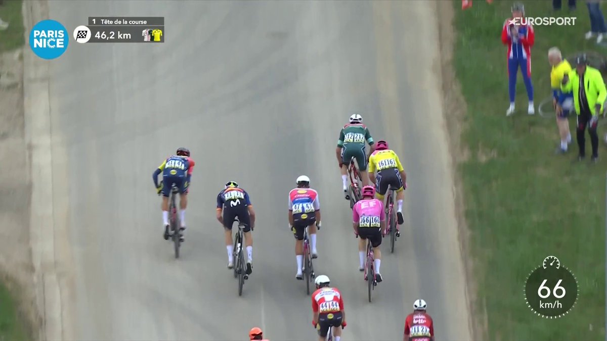 Juan Ayuso took 4 (!!) bonus seconds at the intermediate sprint, great job by him. 👍🏻 Jonas didn't contest it. #ParisNice