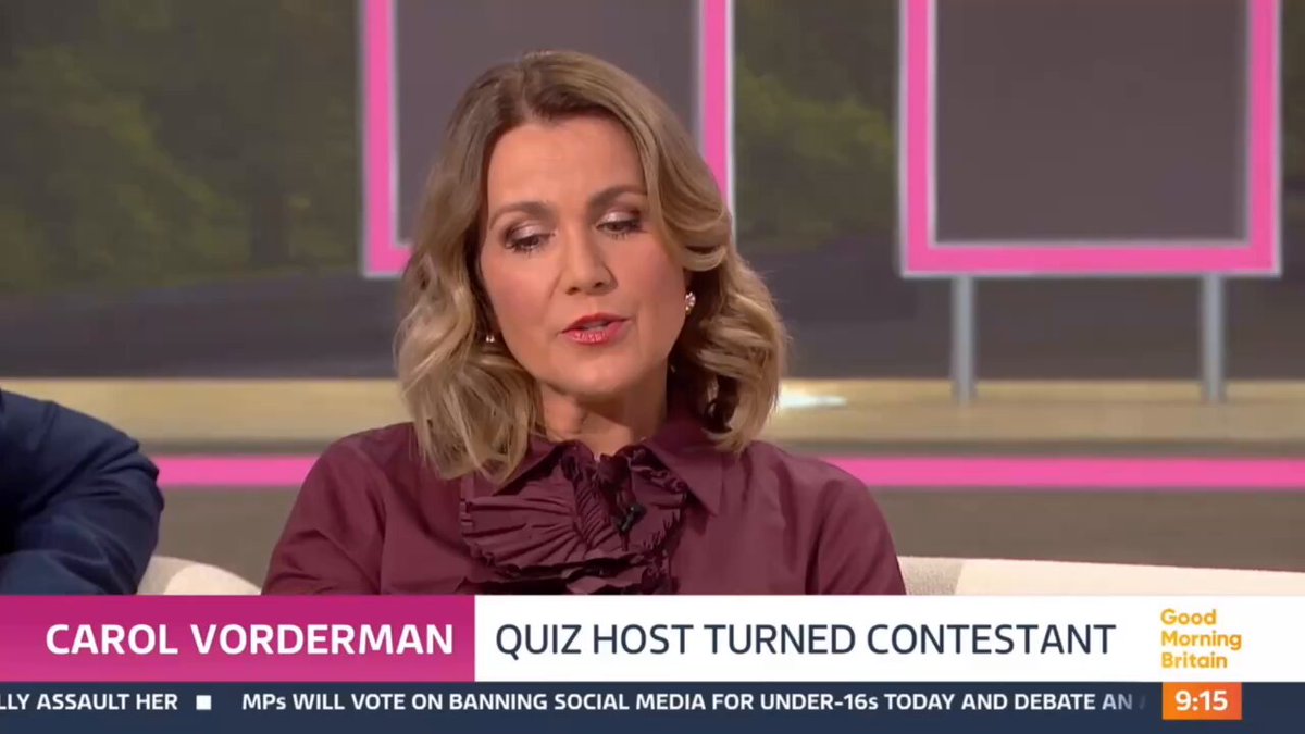 Susanna Reid, "Hannah Spencer, winner for the Green party in Denton and Gorton moved you to tears" Carol Vorderman, "Yes" Susanna Reid, "I remember a time you were campaigning for Labour" Carol Vorderman, "No, I was never campaigning for Labour. Do you remember 18 months ago we had a 2 party system?" "I was part of a huge tactical voting website called Stop The Tories, now and along with another tactical voting website, over 6 million people typed their postcodes in, and that was directly responsible for stopping the Tories" "The Tories had the lowest number of MPs in their almost 400 year history, and I'm very happy about that" "Labour have thrown it away" Ed Balls, "What upsets you the most when you say Labour have thrown it away" Carol Vorderman, "Because they have e.g. the ridiculous announcement for the Winter Fuel Allowance, they went in so low" "We wanted them to stop corruption. Stop MPs from having 18 jobs. To stop foreign donations" Susanna Reid, "What do you say to people who say you should put your money where you mouth is and stand in Clacton" Carol Vorderman, "Why would I stand in Clacton?" Susanna Reid, "Against Nigel Farage and stop him. Do you think you could get enough votes in?" Carol Vorderman, "I don't live in Clacton, I'm not even sure I know if Nigel Farage knows how to spell it" "He's yet to have a surgery since the election" "Nigel Farage spent 140 working days doing other things" Ed Balls, "You are thinking of standing?" Carol Vorderman, "I would say I'm independent" "I think Farage is a total charlatan" "Farage is privately educated, he mixes with billionaires" "Hannah Spencer is very honest on how the money has been taken from the working class and given to the rich" "Farage is like a poundland Trump. Trump says fake news on a Monday, Farage says it on a Tuesday" Susanna Reid, "Would you stand as an MP? I've been asked so many times. I wouldn't say no now"
