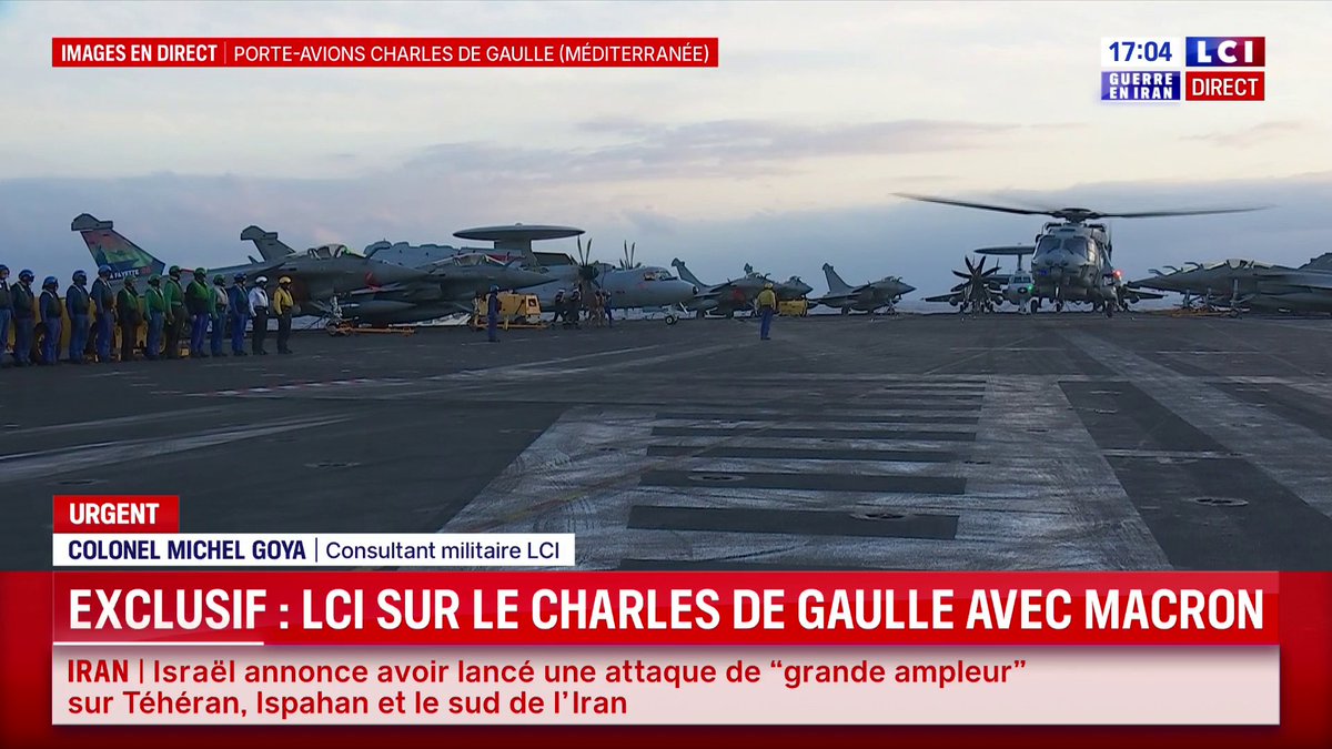 🚨🇫🇷 FLASH | Emmanuel Macron a atterri sur le porte-avions Charles de Gaulle, déployé en Mer Méditerranée.