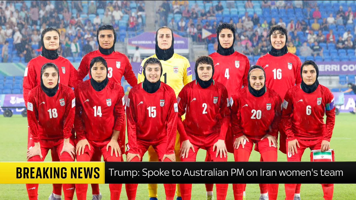 BREAKING: Donald Trump has given an update on his calls for Australia to grant asylum to the Iranian women's football team. He said on Truth Social that he has spoken to Australia's prime minister and he is "on it". Latest ➡️ 📺 Sky 501 and Virgin 602