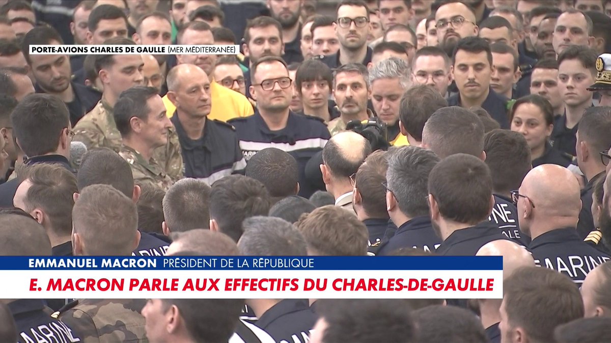 Emmanuel Macron à bord du porte-avions Charles de Gaulle : «Nous aurons à orchestrer des manœuvres (...). Et concevoir une mission, au moment voulu, pleinement défensive, pour pouvoir restaurer la circulation et l'ouverture calibrée dans le détroit d'Ormuz»