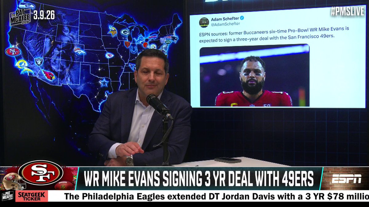 .Adam Schefter gives more insight on the 49ers signing WR Mike Evans 🏈 (via Pat McAfee)
