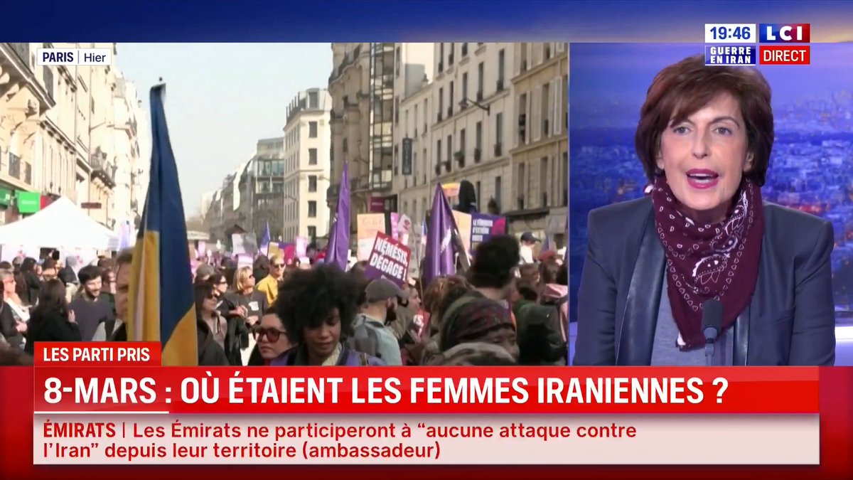 📢 : « 8 mars : où étaient les femmes iraniennes ? », le parti pris #politique de Ruth Elkrief Ruth Elkrief “Où étaient les portraits de Mahsa Amini, de Narges Mohammadi, de Nika Shakarami… ?” #24hPujadas #LCI #Iran #8mars ⤵️