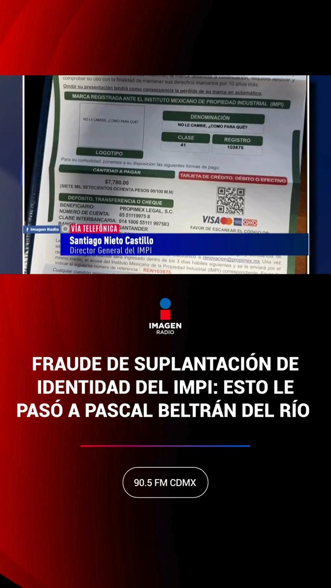⚠️📑 Pascal tiene patentado su conocido lema "no le cambie, ¿como para qué?" y recientemente le tocó recibir una carta fraude del IMPI. Santiago Nieto, Director General del IMPI, comenta sobre el caso en la #PrimeraEmisión #ImagenRadio | #Digital