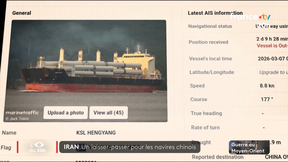 🇨🇳 Comment la Chine fait passer ses bateaux dans le détroit d’Ormuz : très dépendant du pétrole iranien, Pékin discute avec Téhéran pour un sauf-conduit. #JT20h