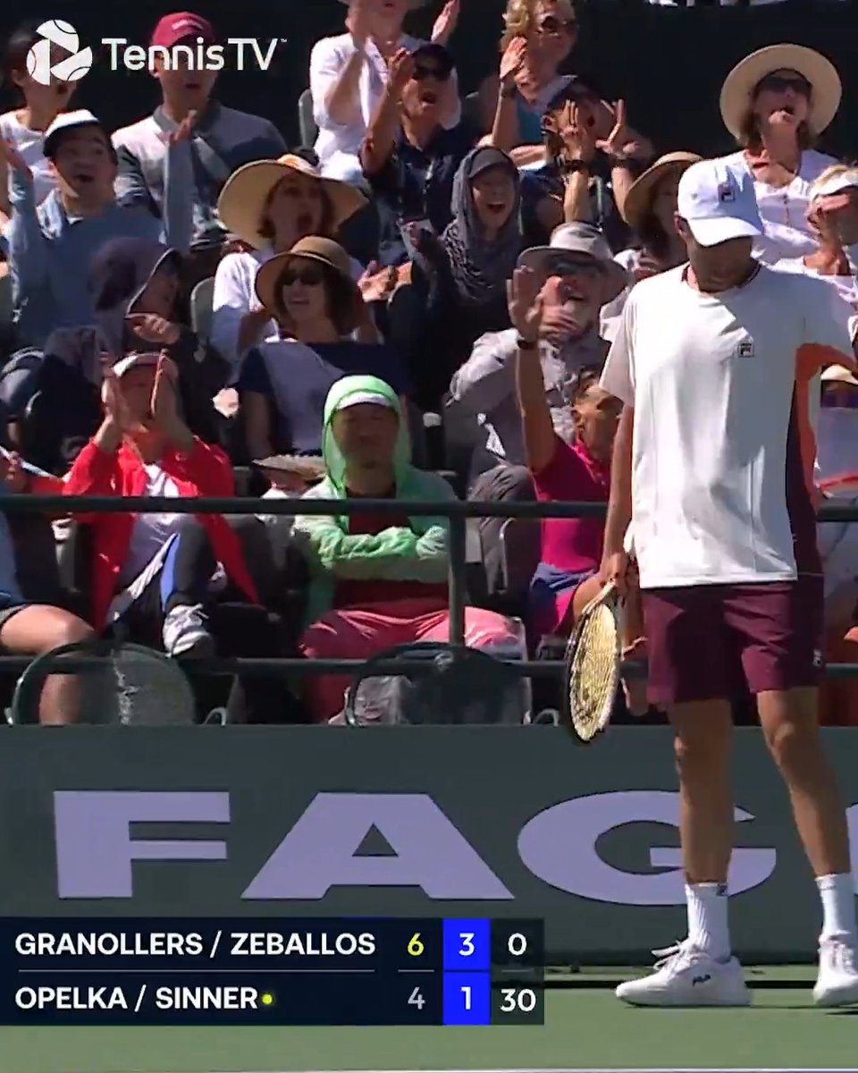 Showing them how it's done 😧 Outrageous around-the-net by Zeballos against Sinner/Opelka! #TennisParadise