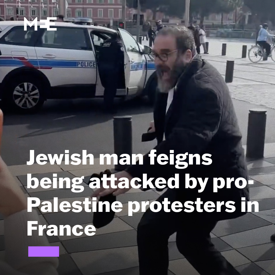 Footage shows a Jewish man in Nice pretending to be attacked by pro-Palestinian protesters. Captured from multiple angles, the videos show him simulating an antisemitic assault in front of demonstrators just as police arrived at the scene.
