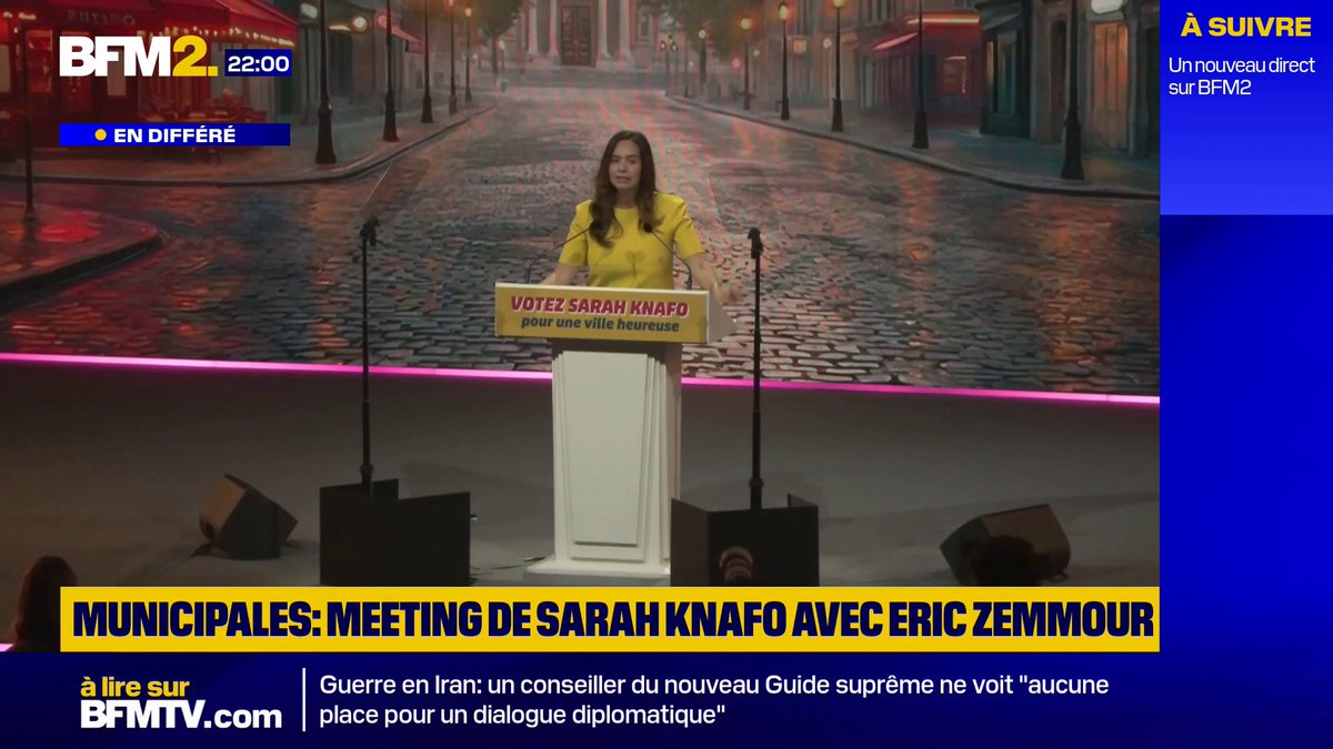 Sarah Knafo: "Rachida Dati, même seule contre Emmanuel Grégoire, perd aujourd’hui. (..) Avec une union nous écrasons la gauche. Or, la seule à proposer l’union, c’est moi. Par conséquent, le seul vote utile, c’est ma candidature" #BFM2