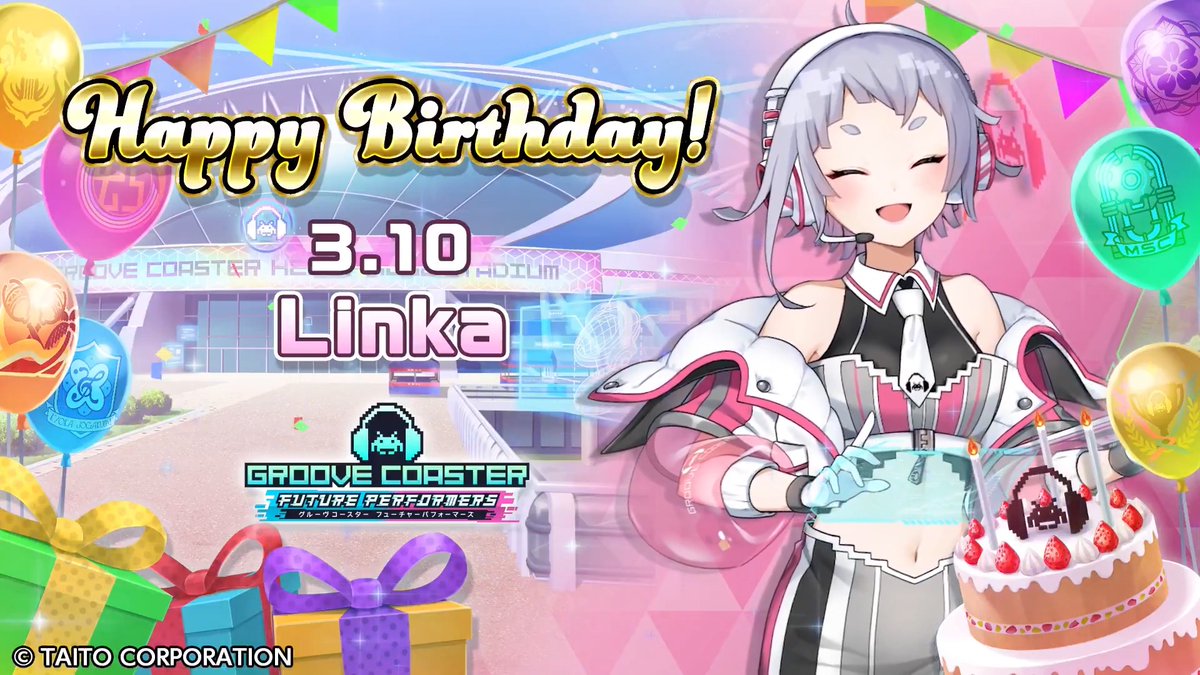 🎉\Happy Birthday!/🎂 本日3月10日はグルコスシリーズのナビゲーターとしておなじみで、『グルーヴコースター フューチャーパフォーマーズ』ではグルーヴ杯のアナウンサーを務める「リンカ(CV: 豊田萌絵)」の誕生日! そしていよいよリンカの歌唱する「LINK LINK FEVER!!!」が、『グルーヴコースター フューチャーパフォーマーズ』に配信決定!4月に登場予定となりますのでお楽しみに♪ リンカへのお祝いのコメントもお待ちしてます! #グルコス #リンカ誕生祭