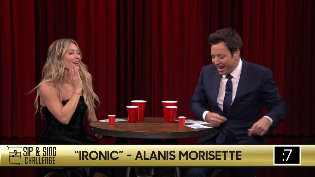 .Hilary Duff & Jimmy try to sing with mouths full of water in the Sip and Sing Challenge! #FallonTonight