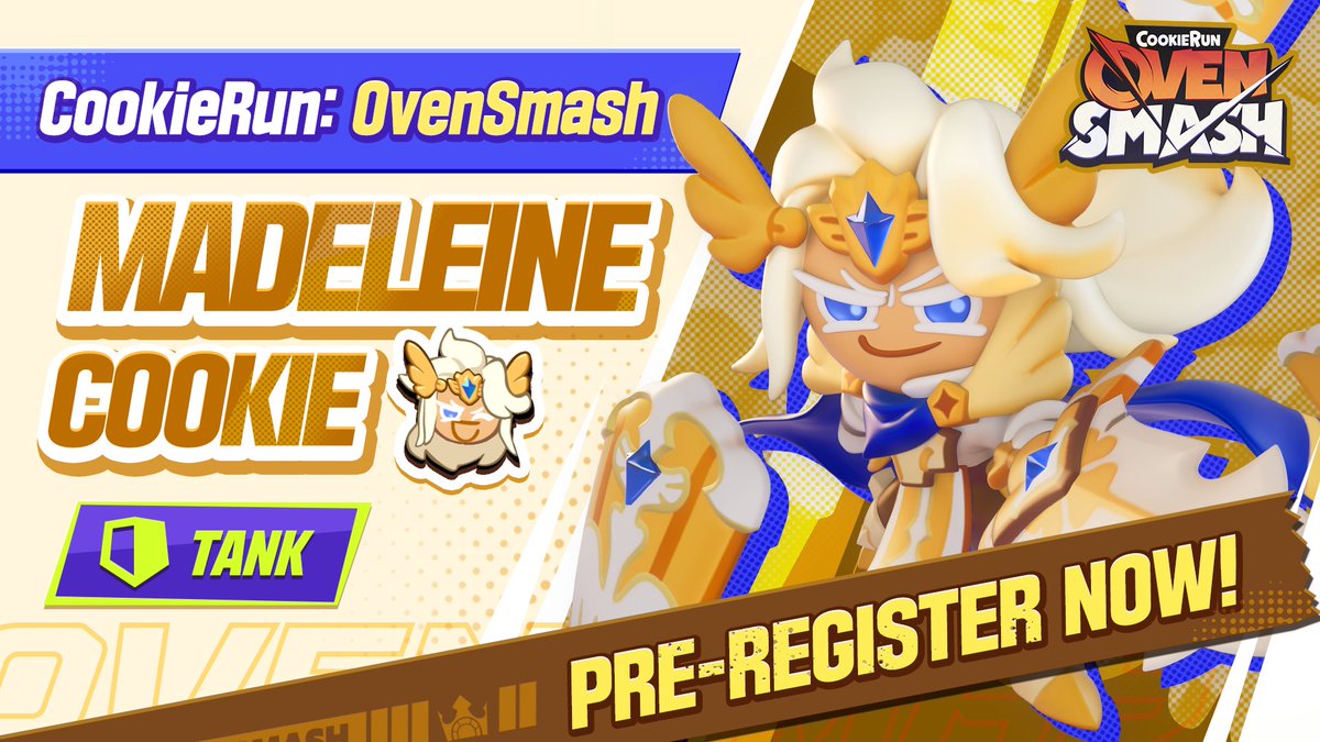 "By my blade, you shall be vanquished!" Born in a peaceful republic and raised under the prestige of a renowned family, Madeleine Cookie rose to the rank of Knight Commander after little more than a single swing of his blade. The radiant sword and shield he swore to the Divine remain his greatest pride!✨ 👇 Pre-register for CookieRun: OvenSmash now! *Prefer the app store? You can pre-register here too: Google Play: App Store: One Store: #CookieRun #CookieRunOvenSmash #PreRegistration