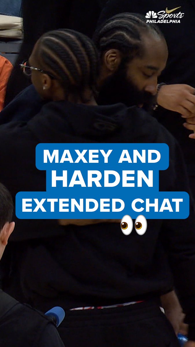 Looks like Embiid tells Harden: “I know you mad at me but Ima say what’s up” That Sixers team with Harden had so much potential man. Sad how things ended the way it did.