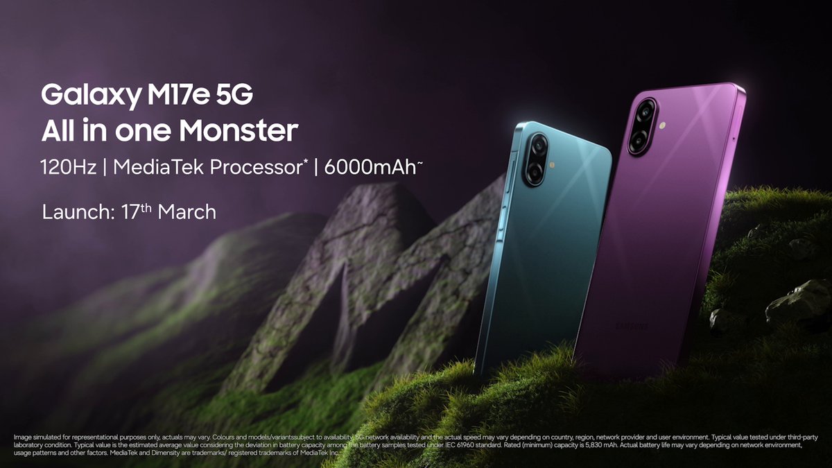 The Monster finally steps into the spotlight. Meet the Galaxy M17e 5G. Crafted for the segment’s smoothest performance. Powered to deliver the longest endurance. Built with true Monster durability. Upgraded to stay ahead, longer. The All-in-One Monster is ready to be yours.