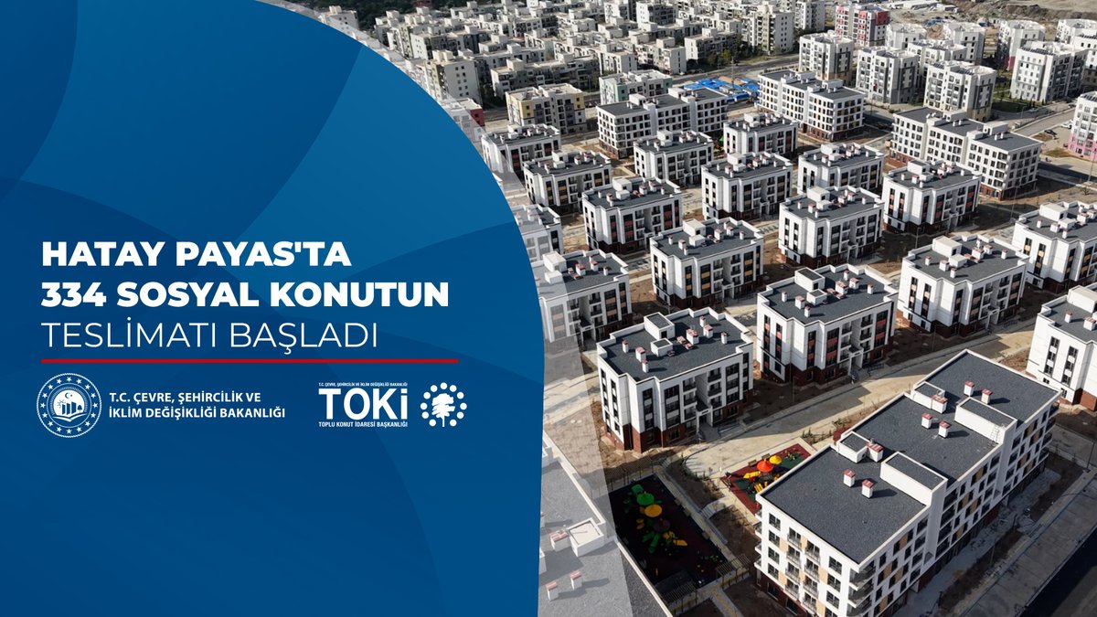 🏘️ Hatay Payas 2. Etap'ta 3️⃣3️⃣4️⃣ sosyal konut tamamlandı. 🗓️ 0️⃣9️⃣ - 3️⃣1️⃣ Mart 2️⃣0️⃣2️⃣6️⃣ tarihleri arasında hak sahiplerine teslim ediliyor. 🏕️ Dinlenme Alanları 🏃🏻‍ Spor Alanları 🛝 Çocuk Oyun Alanları 🌳 Yeşil Alanlar 🏫 İlkokul 🏫 Ortaokul 🏢 Dükkan 🅿️ Otopark 👨‍👩‍👧‍👦 Hak sahibi vatandaşlarımıza yeni yuvalarında huzurlu, sağlıklı ve mutlu bir yaşam dileriz. 📌 Teslim programı için👇