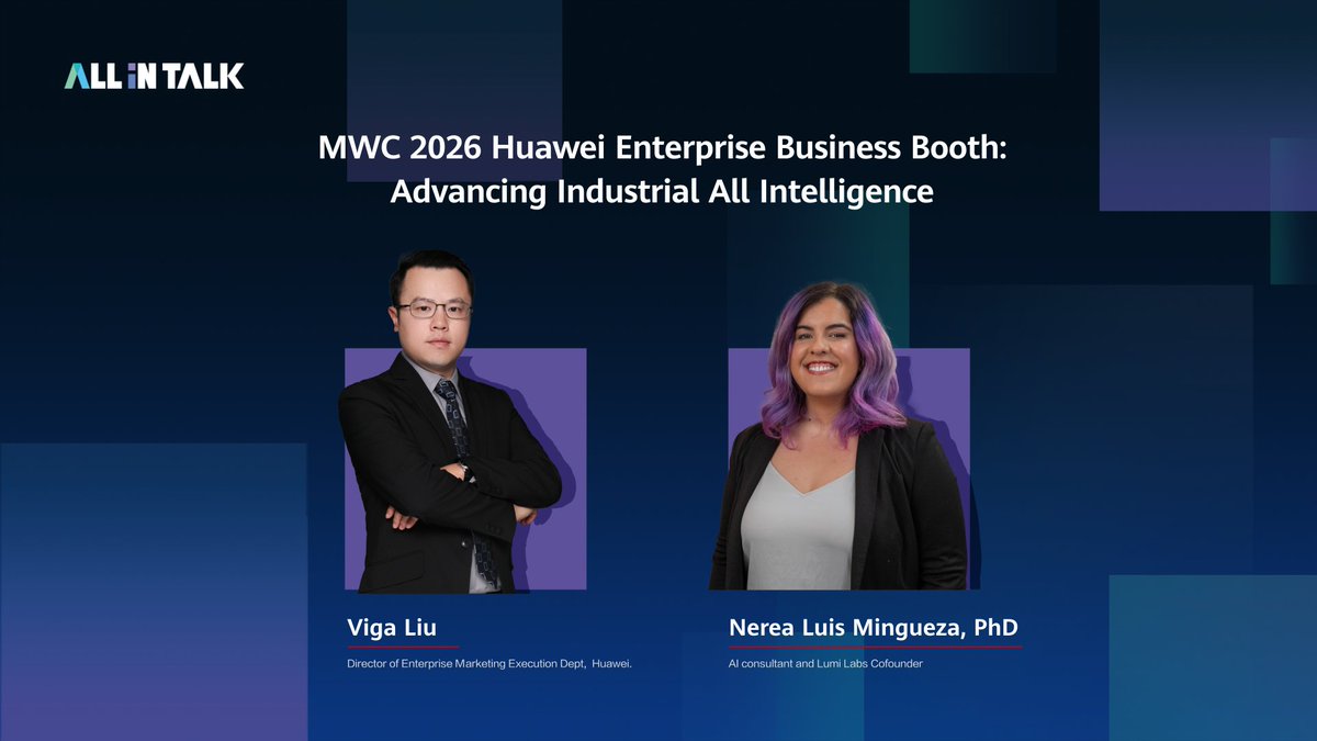 What does Advancing Industrial All Intelligence look like in practice? At MWC 2026 Barcelona, Dr. Nerea Luis Mingueza and Huawei's Viga Liu take viewers through Huawei's latest industrial intelligence innovations and applications shaping the future of intelligent industries.