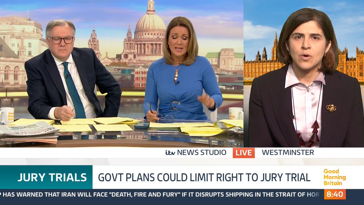 More than 3,200 lawyers including 300 top barristers and retired judges have called on the government to drop a plan to abolish some jury trials, including Rob Rinder. Susanna Reid questions Courts Minister Sarah Sackman about these plans.