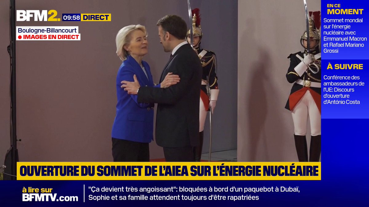 Emmanuel Macron accueille la présidente de la Commission européenne Ursula Von der Leyen au sommet sur l'énergie nucléaire #BFM2