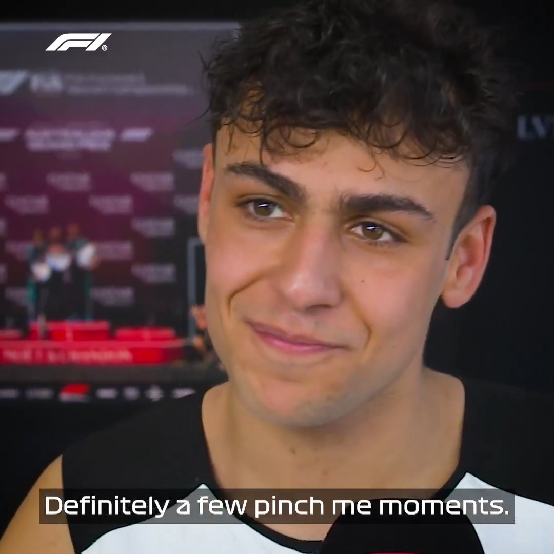 "Definitely a few pinch me moments" 😮💨 After watching Lewis Hamilton on TV when he was younger, Arvid Lindblad got to race alongside him in his debut race! 🥹⚔️ #F1 #AusGP