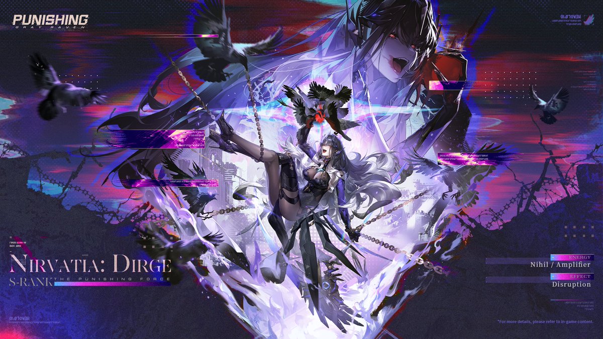 Character Database | Nirvatia: Dirge "Working overtime again? Remember this, little raven: pushing yourself too hard often backfires, while a good work-life balance yields better results. Eight hours for work, eight hours for rest, and the remaining eight hours for... me. What do you say?"