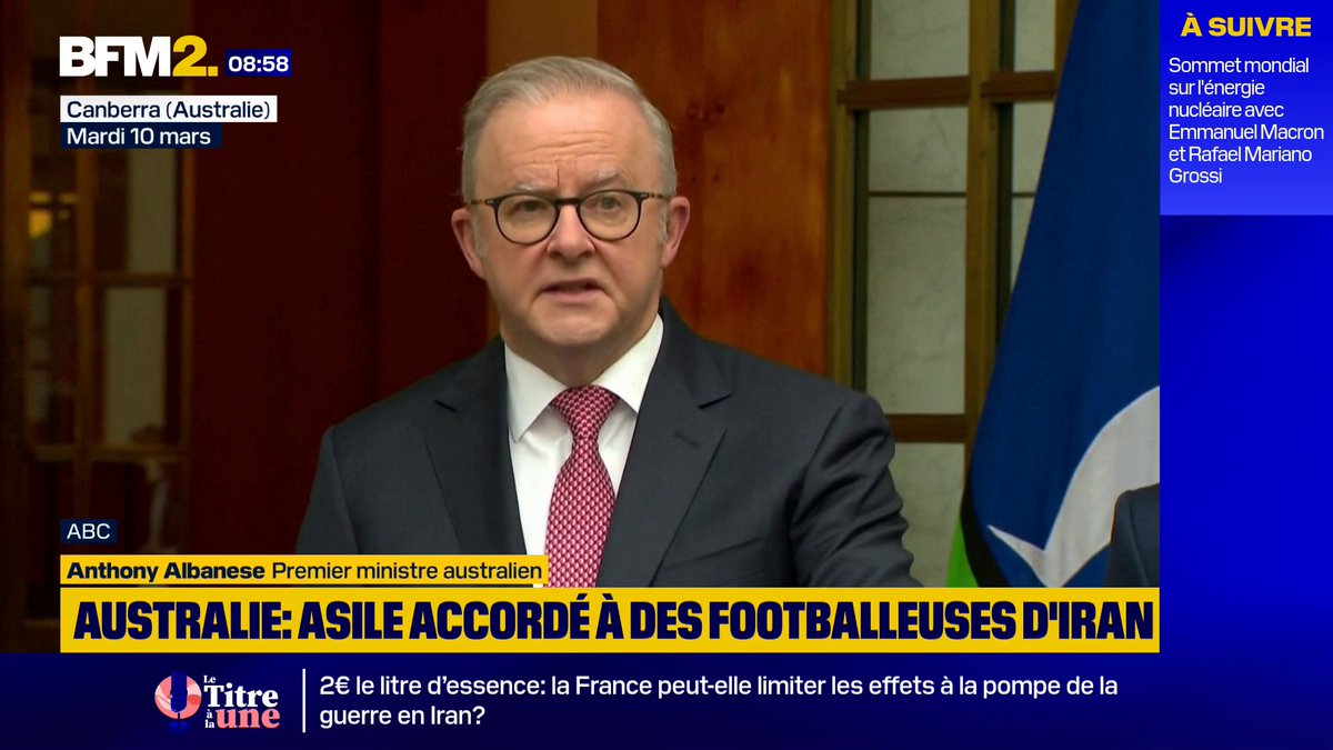 Australie: "Nous avons délivré 5 visas humanitaires aux membres de l'équipe féminine de football iranienne.[...]Elles sont en sécurité ici et elles devraient se sentir chez elles.[...]Nous sommes prêts à fournir de l'aide à d'autres femmes de l'équipe", annonce Anthony Albanese
