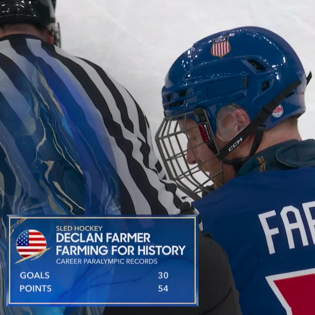 HISTORY MADE! 🤯 Declan Farmer becomes the all-time leading Paralympic sled hockey scorer.