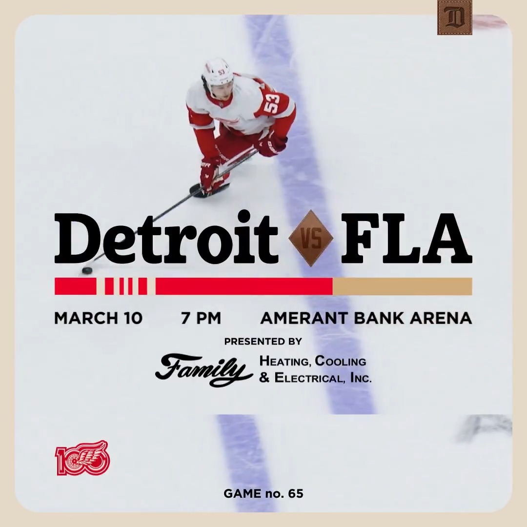 Game Day in Florida 📍 🏒 7:00 P.M. 📺 FanDuel Sports Network Detroit 📻 97.1 The Ticket: 🤝 Family Heating, Cooling & Electrical Inc.