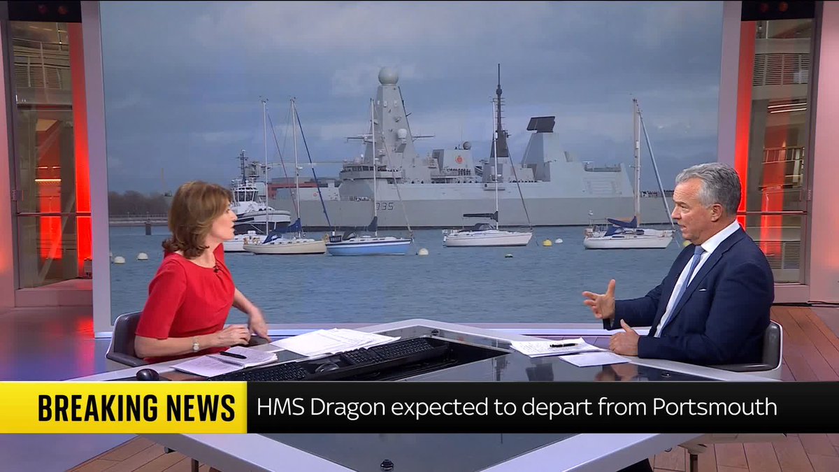 BREAKING: HMS Dragon has left Portsmouth Harbour for the Eastern Mediterranean. The government announced the vessel would be deployed last week after an RAF base in Cyprus was targeted with drone attacks. 📺 Sky 501