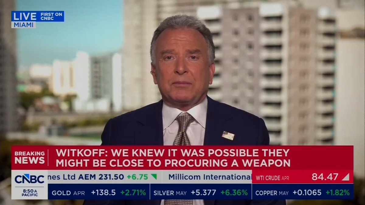 CNBC: How do you see the war ending? Steve Witkoff: I don’t know.