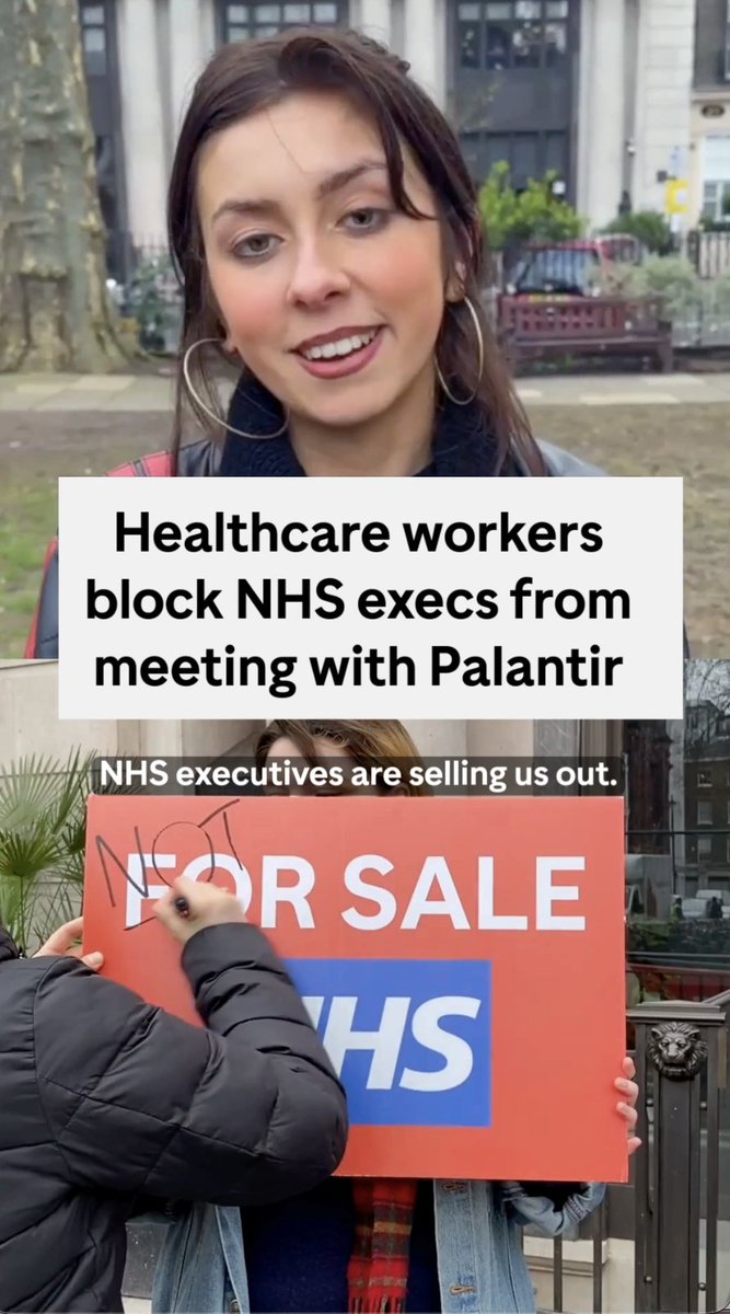 NHS executives are having secret meetings with Palantir, while the doctors who actually make the NHS work are protesting. We need to get Palantir out. If you want to be a whistleblower message email hw4fp.uk@protonmail.com, or say no to Palantir 👇