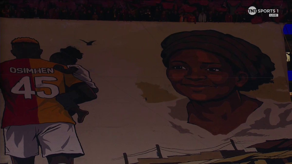 Galatasary fans unveil a banner for Victor Osimhen ❤️ 📺 TNT Sports &amp; discovery+ UK