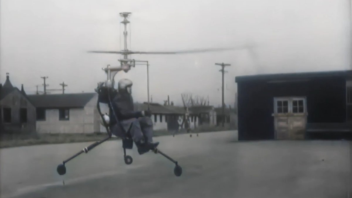Don't worry, its perfectly safe. In the 1940s, engineer Horace Pentecost built the Hoppi-Copter—the original, a true backpack helicopter you strapped on like a parachute. Powered by a small engine driving coaxial counter-rotating rotors, the HX-1 prototype flew successfully in tethered and free tests starting around 1945, with later models (up to 104) improving stability, with seating and frame. Designed as a cheap personal flyer or military scout to replace parachutes, it promised motorcycle-level pricing for civilians. Unfortunately, extreme gyroscopic forces and twitchy controls made it dangerously awkward to fly, dooming it to experimental status with no mass production.👀