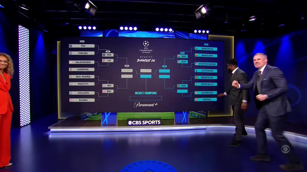 Despite Jamie Carragher's best efforts to throw Micah Richards off, Meeks reveals his 2025/26 #UCL bracket 😂