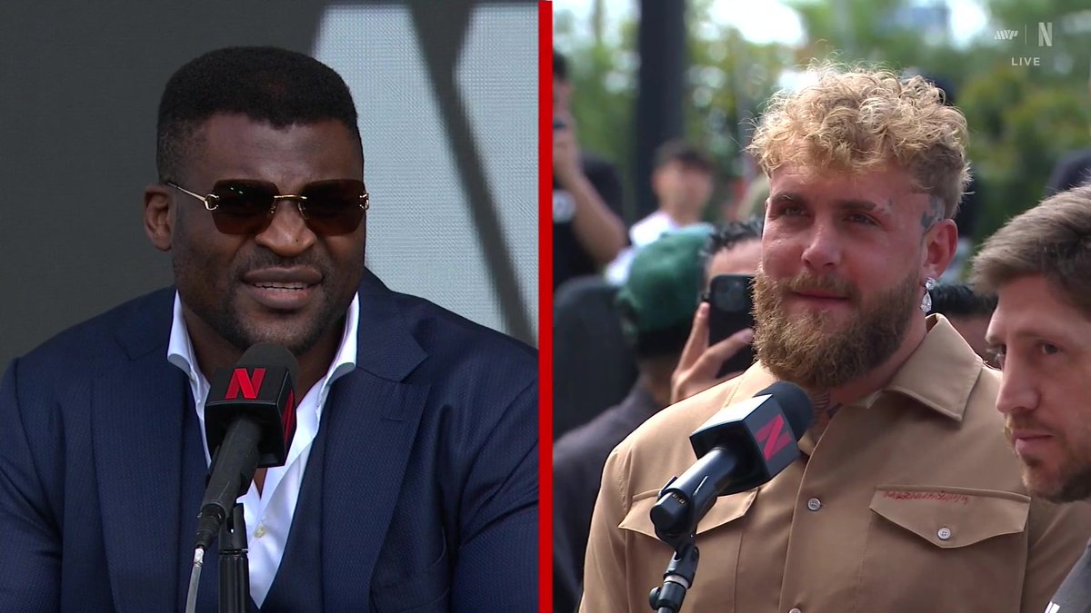 JAKE PAUL AND FRANCIS NGANNOU GOING AT IT 😯 #RouseyCarano Saturday, May 16 LIVE on Netflix