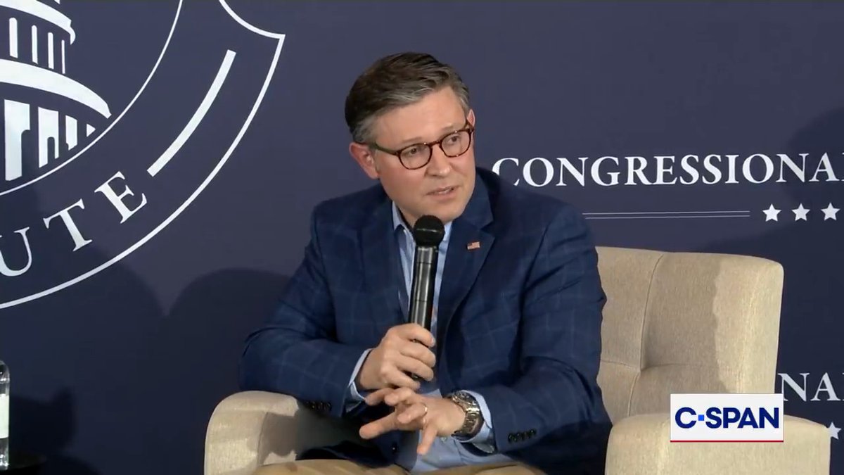 .Scott Wong: "If you do lose…will you follow in the path of Nancy Pelosi, who decided to remain and run for minority leader?" Speaker Mike Johnson: "I don't think about alternatives…They have written my epitaph 20 times."