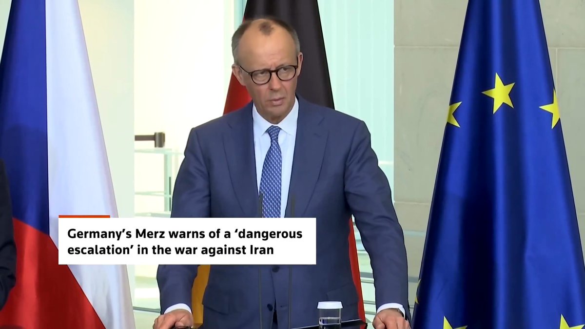 German Chancellor Friedrich Merz underlined growing concern in Europe at the US and Israeli war against Iran saying a ‘dangerous escalation’ was underway with ‘clearly no joint plan’ for bringing it to an end