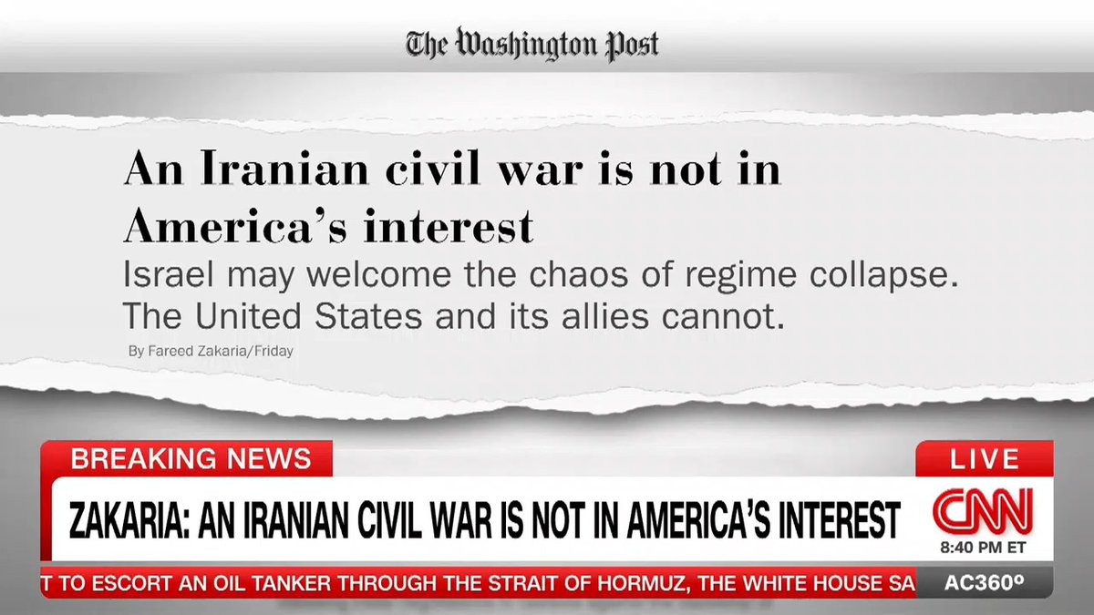 CNN's Fareed Zakaria says Israel wants to destroy the Islamic Republic in every sense, but the U.S. has major interests for peace and stability in the region. Fareed tells Anderson Cooper an Iran that collapses into civil war is bad for the Middle East.