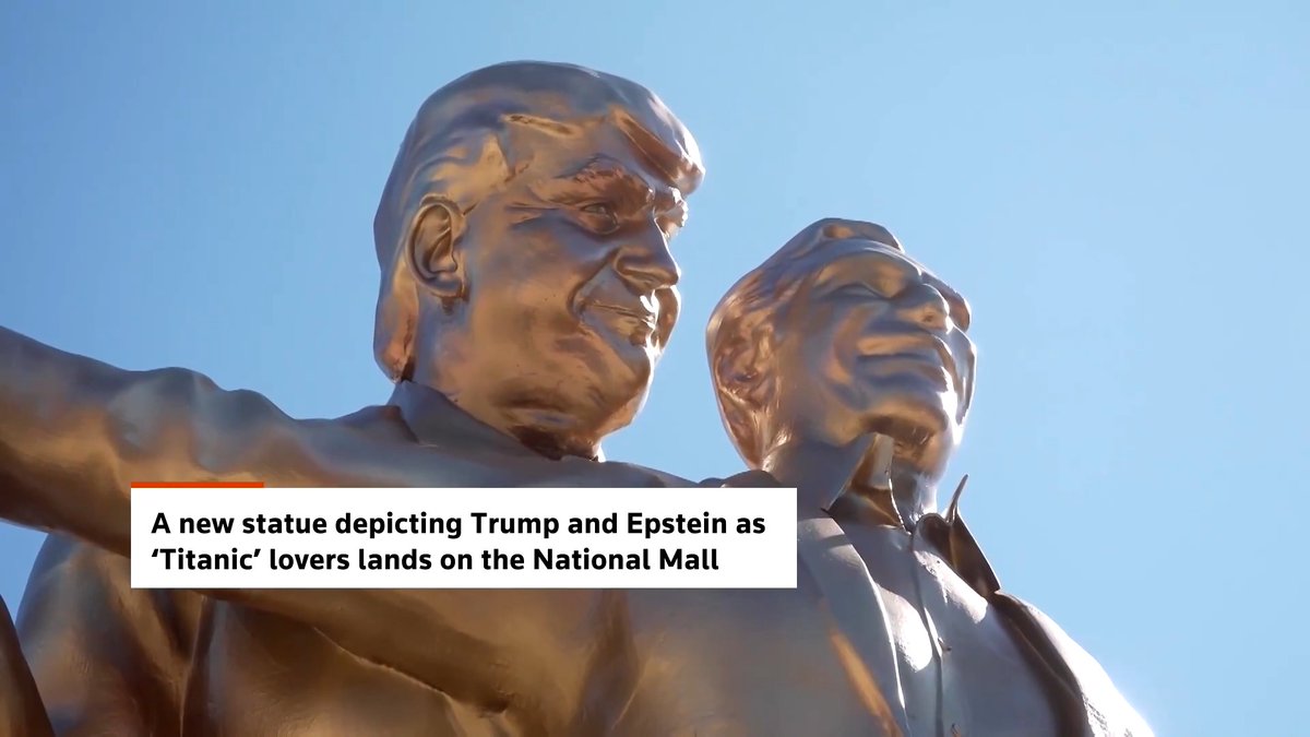 A new art installation by the anonymous artist collective Secret Handshake appeared this week on the National Mall in Washington, DC, depicting figures representing President Trump and the late financier Jeffrey Epstein